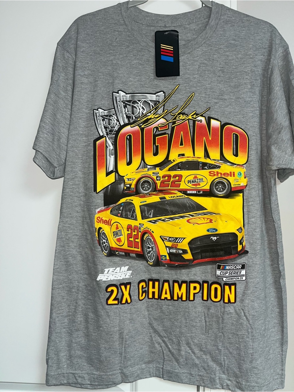 Nascar Logano Yellow & Gray Graphic Short Sleeve Tee